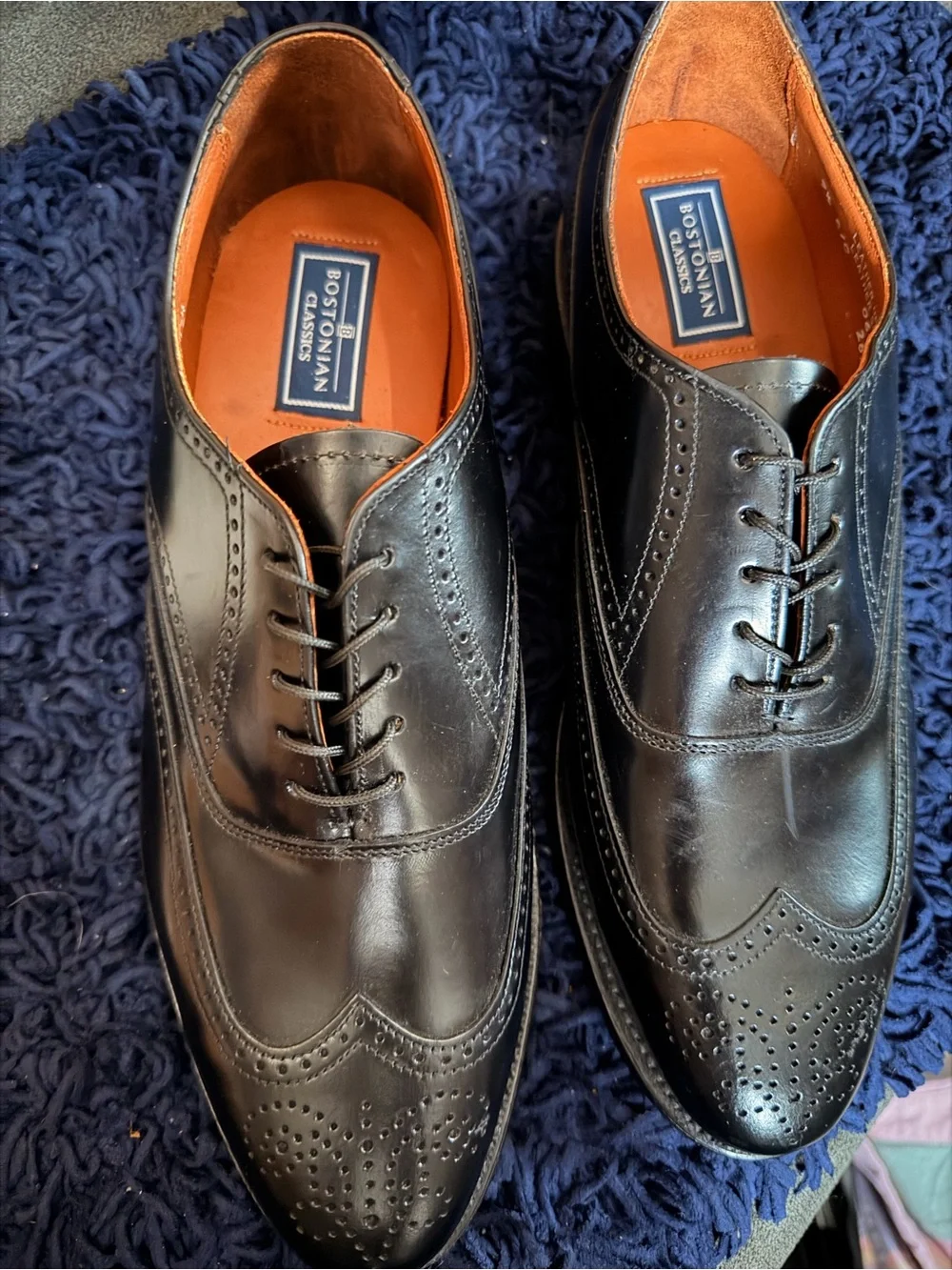 Bostonian Black Leather Wingtip Derby Shoes